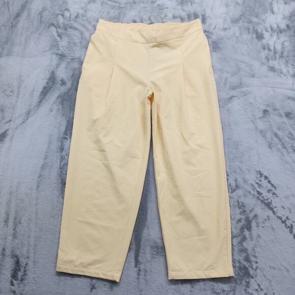 Nike Pants Womens S Yellow Flex Woven Pull On Pleated Tapered Crop Capri Golf - Picture 1 of 12